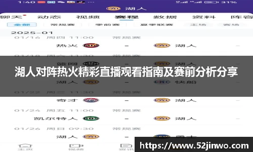 湖人对阵热火精彩直播观看指南及赛前分析分享